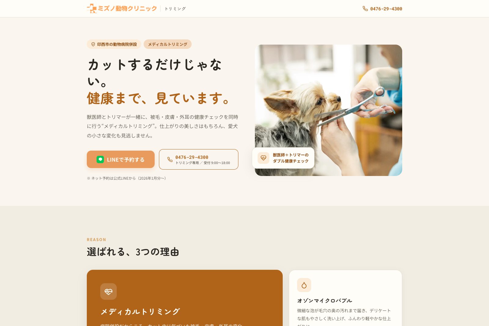 トリミング｜ミズノ動物クリニック（印西市・動物病院併設）